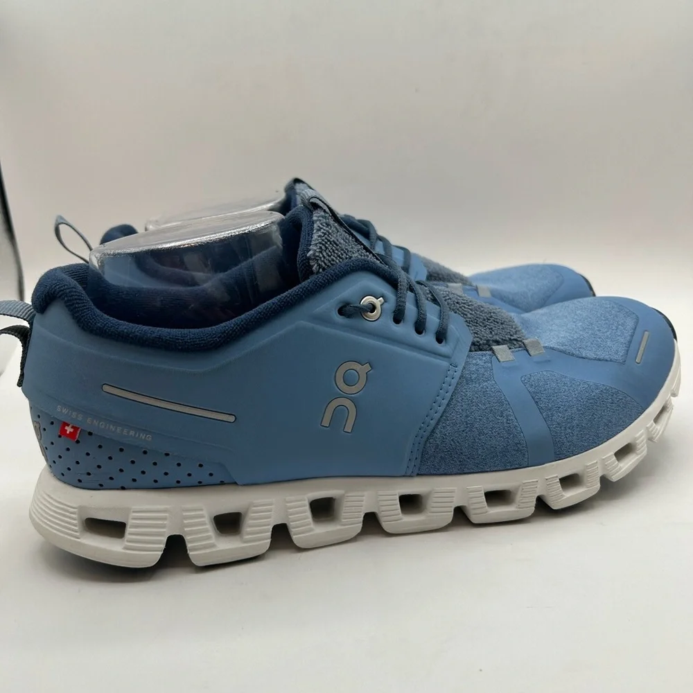Like NEW Men's On Cloud 5 Terry Neptune White & Blue Running Shoe Sneaker SZ 9.5 - Picture 4 of 16